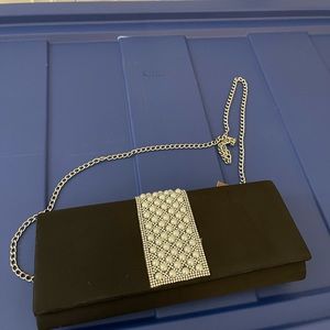 Inc clutch party bag black with pearls